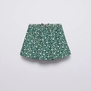 Zara Green Floral Skater Skirt
